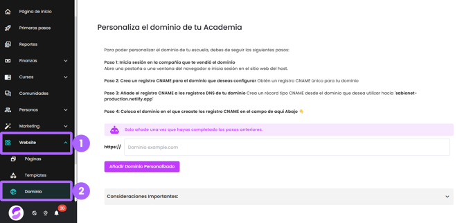 dominio personalizado