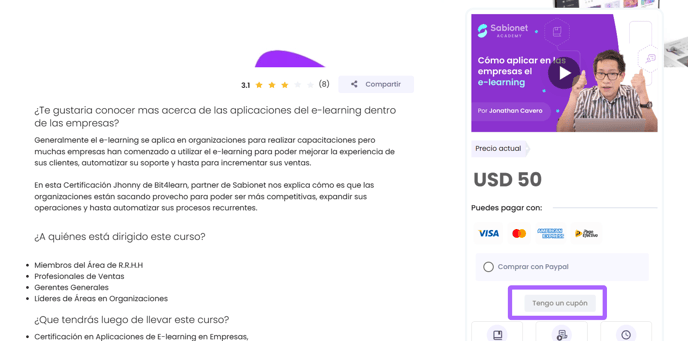 tengo un cupon